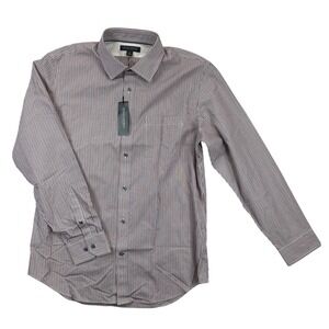 Banana Republic Dress Shirt Mens L Blue Red Stripe Non Iron Classic Fit NWT